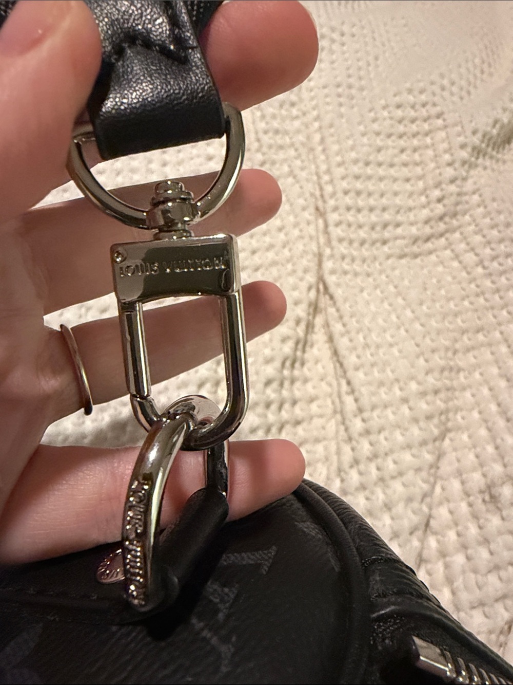 LV Black Monogram small speedy with Blue and Orange Stripes - Picture 6 of 7